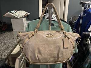 Coach Madison Sophia Satchel Metallic Embossed Logo Handbag